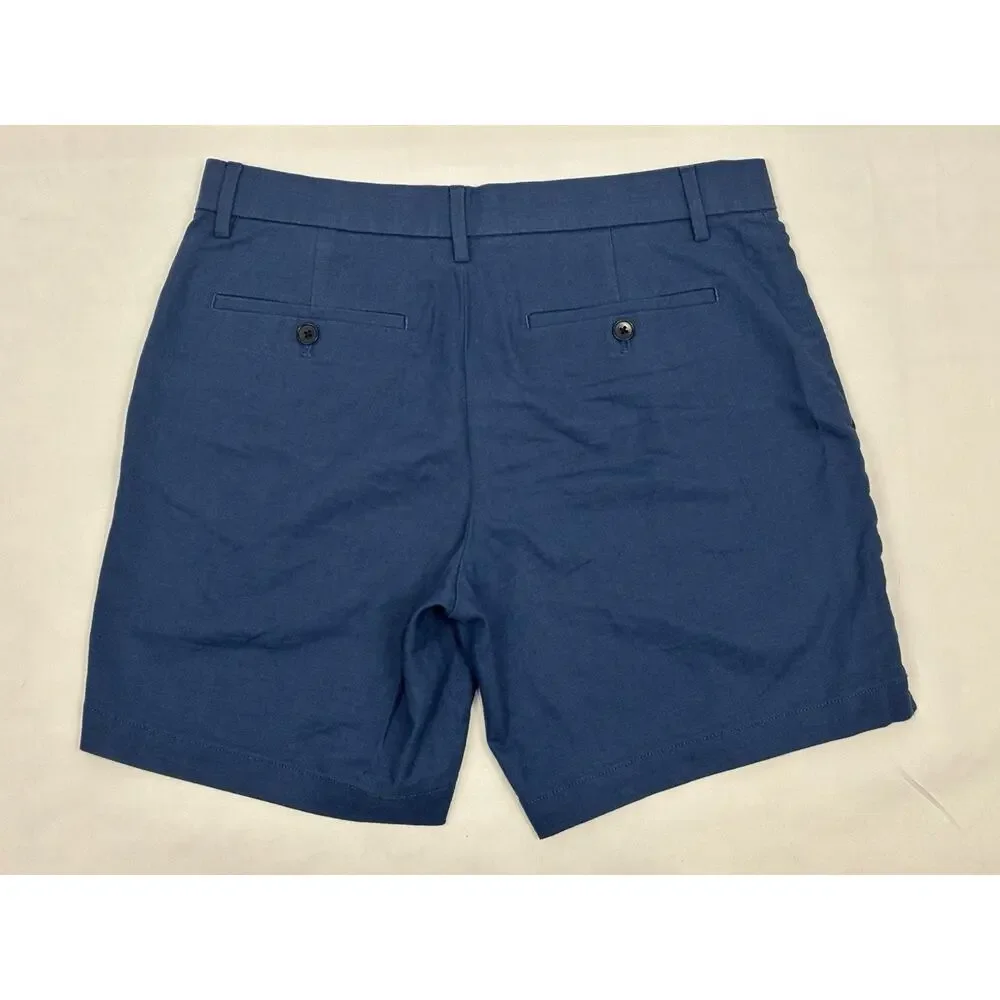 Banana Republic Linen Blend 7” Shorts Men’s 31 Blue Flat Front Cotton Stretch